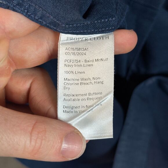 Proper Cloth Shirt Mens 4XL Blue Linen Long Sleeve Button Up Baird McNutt - Picture 5 of 12